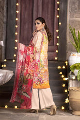 Cinnamon Satin - Huda Digital Printed & Embroidered Karandi